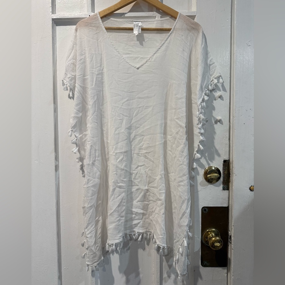 Seafolly White Tassel Beach Cover-Up Top